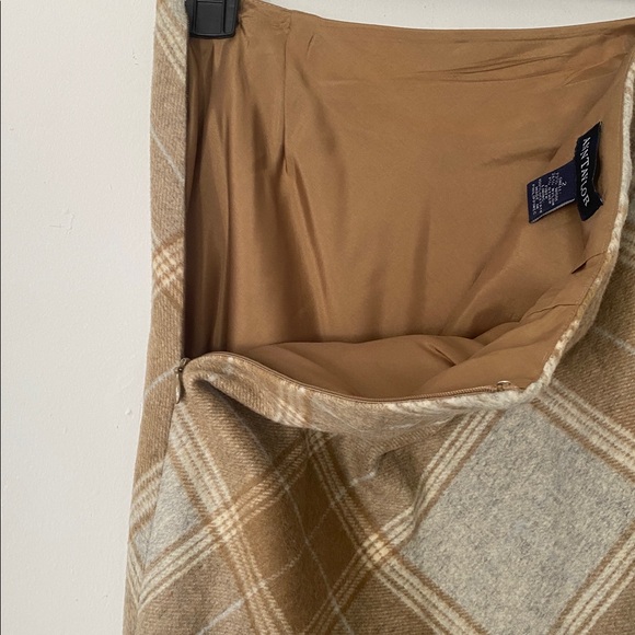 Ann Taylor vintage beige wool plaid pencil skirt size 2 - Picture 4 of 11